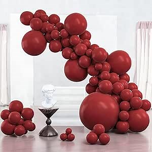 PartyWoo Maroon Balloons 127 pcs Different Sizes of 36 18 12 10 5 Inch Dark Red Burgundy Ruby Red Balloon Arch Kit Garland for Graduation Valentine's Day Wedding Anniversary Party Decorations Red-Y75
