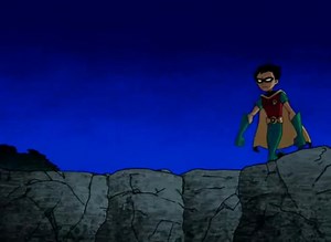 This Robstar moment was so heartbreaking. We know Robin saw his parents fall to their deaths so this must have been so traumatizing for him seeing it also happen to Starfire. (Aftershock 2)