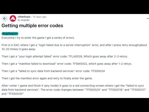 [Fix] THE FINALS Errors TFSS0030, TFSS0024, TFSS0016, TFSS0031