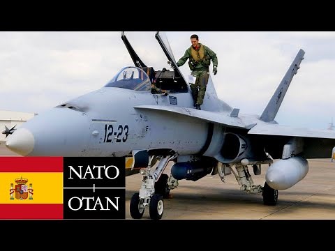 Spanish Air Force, NATO. Fast takeoff of an F/A-18 Hornet from an airbase in Estonia.