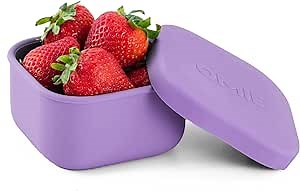 OmieBox Silicone Leakproof Snack Containers To Go, Food Storage Containers with Lid, School Lunch Bento Container - BPA Free, Airtight, Dishwasher and Freezer Safe, Oven Safe - 9.4 ounces (Purple)