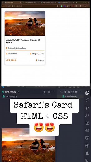 Safari card using HTML CSS #techwithtwin #html#htmlcss #html #css3