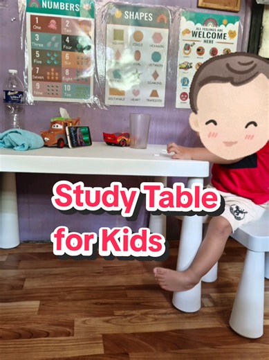 Study Table for Kids No cracks or wobbles! Survives jumping & drawing 3 mins. assembly with no tools needed #kristinegy #studytable #kidstable