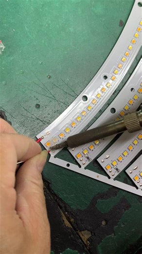 Precision soldering of LED source wiring. Every connection counts—power and stability begin here. Clean tips, steady hands, and smooth joints. #LEDassembly #FactoryASMR #Soldering #LightingProduction