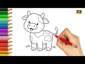 How to Draw a Cute Cow Step by Step | Easy Animal Drawing