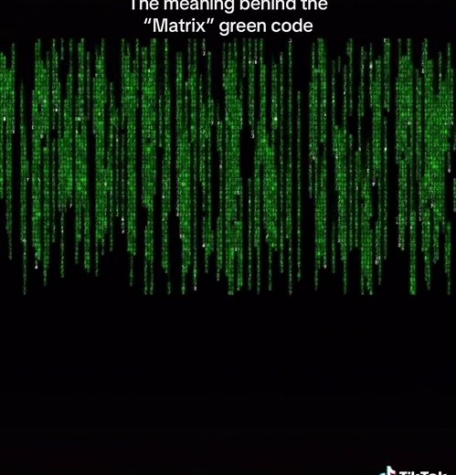 The falling green characters at the beginning of all of the Matrix films have become perhaps the most recognisable visual from the film. This code uses a custom typeface designed by Simon Whiteley, which includes mirror images of half-width kana characters and Western Latin letters and numerals. In a 2017 interview at CNET, he attributed the design to his wife, who comes from Japan, and added,