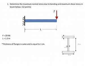 Determine the maximum normal stress due to bending and maximum ... | Filo