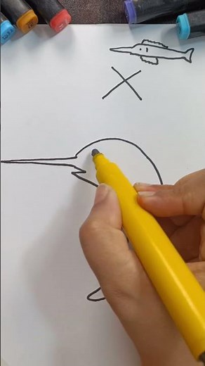 How To Draw Sword Fish Step by Step #shorts #shortsfeed