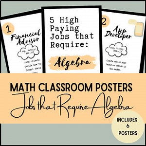 Jobs that Require Algebra - Middle / High School Math Classroom Decor