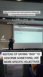 Invite us to improve your team's business writing skills 👉 E-mail jonathanyabut@jycvasia.com #Success #CareerTips #CareerAdvice #Career #Jobhunting #JobSearch #jobinterview #Quitting #Communication #Leadership #Leaders #worklifebalance | Jonathan Yabut