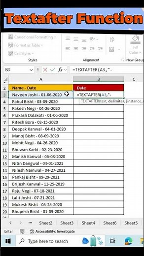 How to use the Textafter Function in Excel. #excel