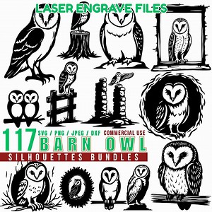 Barn Owl Silhouettes: Laser Cut Files (SVG, PNG, PDF) - Etsy