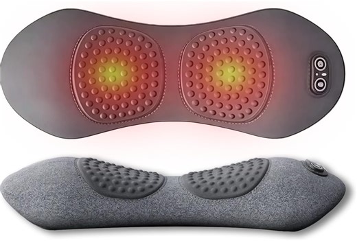 Three-in-one back massager, combining heating, vibration, and traction functions, with adjustable height and heating function for deep tissue massage to effectively relieve back pain.