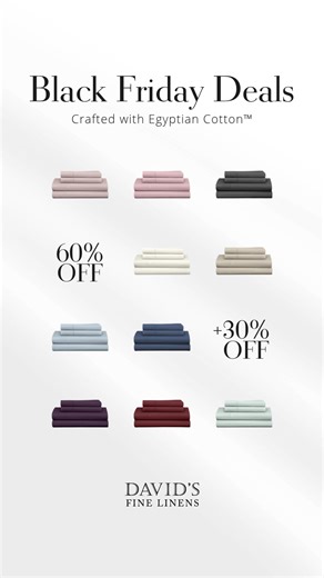 Unlock luxury with our all-time bestseller at an exclusive price! Enjoy 60% off 30% off with code 𝐁𝐋𝐀𝐂𝐊𝐅𝐑𝐈𝐃𝐀𝐘 ➡️ Year-round coziness ➡️ Breathability ➡️ Easy care | David's Fine Linens