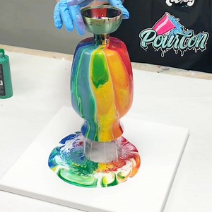 I'm on a colorful rainbow kick so I got this idea to utilize the holes in my leaky cup to do a rainbow on a vase and I think it came out gorgeous! As always with any experiment I have ideas of how I could do it better next time but I love it :) | Mixed Media Girl