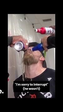 Hobie jumps into the Tigers' celebration after Cleveland win