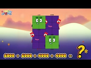 SUM OF 4 GIANT NUMBERBLOCKS | ADDITION OF FOUR BIG NUMBERS | LEARN TO COUNT | ‪@ColorArt_id‬