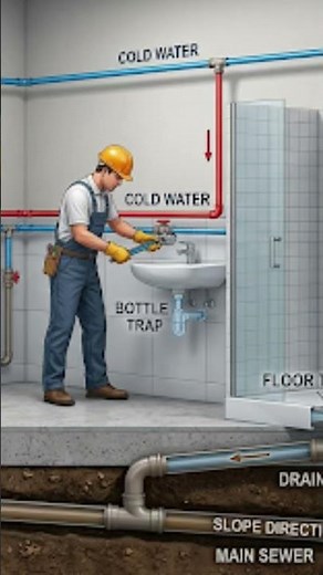 Complete Bathroom Plumbing System Explained | Water Supply & Drainage Layout