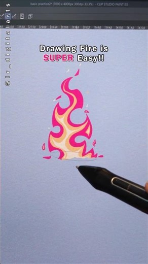 Secret to drawing PERFECT fire every time 🔥#digitalart #shorts #drawing #art #digitaldrawing