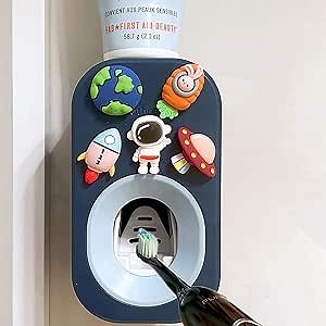 Automatic Toothpaste Dispenser Wall Mounted for Bathroom,Toothpaste Squeezer for Kids & Family Shower by Mr. Thumbs (1pc,Astronaut)