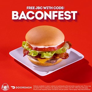 305K views | Baconfest is the perfect time to top off that bacon with more bacon. Scoop up a free Jr. Bacon Cheeseburger with this DoorDash code: BACONFEST | Wendy's | Facebook