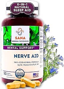 Valerian Root Natural Sleep Aid Formula for Adults with Organic Skullcap, Lobelia & More - 90 Capsules - by Dr. Marco Sikaffy | Sana Herbal