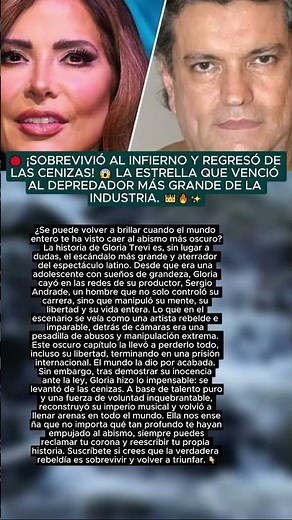 🔴 El oscuro infierno que casi destruye su vida... 😭 La verdadera historia de Gloria Trevi.