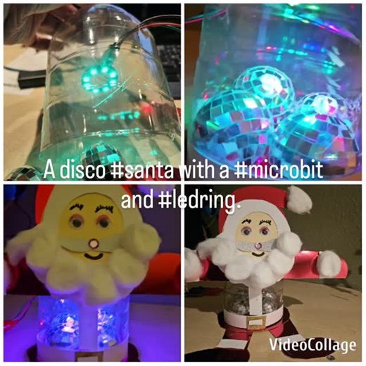 A #disco #santa with #microbit and a #ledring christmas crafts material and an empty bottle. Enjoy the hollidays. | microbit101 | Facebook