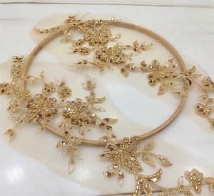 Gold Beaded Embroidery Flower Applique Pair for Lyrical Dance, Wedding Dress, Sashes or Costume Design - Etsy