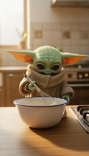 Baking French Bread and Macaroons #BabyYoda #Grogu #Baking #Macarons #ChefGrogu #Cute #Viral