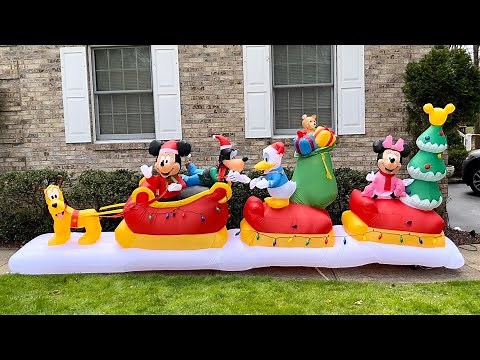 Gemmy 2022 Disney 16ft Animated Mickey Mouse Sleigh - Unboxing, Inflation & Review