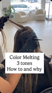 Color Melting made easy ▪️Apply root tone and drip lower towards the back (1-1 1/2”) once you are in front of the ears, take vertical sections and start dragging less. Leave out the hairline til the end. - 7N 7NA use loreal 6Vol as the developer. It is more conditioning ▪️Next apply the mid tone to the freshly lightened hair about 2-3” brush from roots to ends to blend the two colors together. ‼️Pro tip over lap the fort and mid slightly to create a blend. - 10.01 10.12 - 6Vol ▪️Lastly apply the