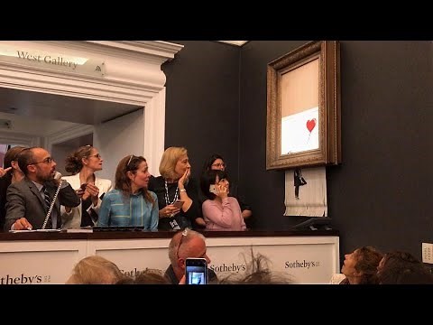 Banksy - Shredding his artwork at Sotheby's live auction on October 5th 2018 (October 5, 2018)