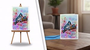 Cute Quilling Animals Greeting Card, 3D Quilling Card for Love Friend Mom Birthday Anniversary, Luxury Paper Card Postcard with Envelop (Blue Jay Birds)