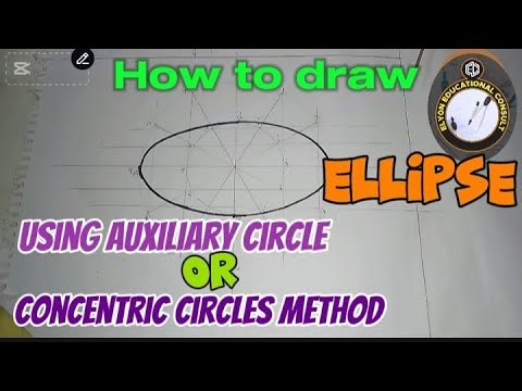 How to draw ellipse using auxiliary circle or concentric circles method