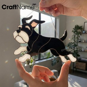 Schnauzer Dog Stained Glass, Handmade Window Suncatcher Decor Artisan Glass Pet Art, Unique Schnauzer Gift for Dog Lovers Home Garden - Etsy