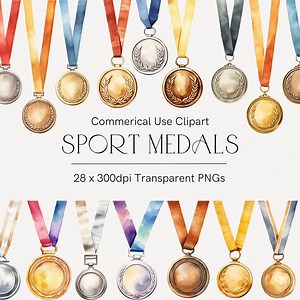 Sports Medals Clipart, Gold Medal Clipart, Silver Medal Clipart, Bronze Medal Clipart, Kids School Medals, Ribbon Medal, Winner Award 227 - Etsy