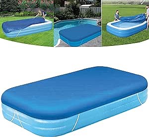 Rectangular Pool Cover, Fits 120 in x 72 in Inflatable Rectangle Swimming Pool Cover, Inflatable Pool Cover, Dustproof Square for Garden Outdoor Paddling Family Pools Protector (Only Cover)