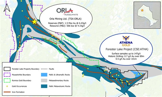 Athena Gold To Acquire Forester Gold Project, Near Orla Mining's Musselwhite Mine in Northwestern Ontario