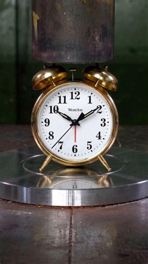 Hydraulic Press Destroys Vintage Alarm Clock 🔥