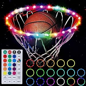 AOKESI LED Basketball Hoop Light - Remote Control Rim With 17 Colors, 7 Lighting Modes & Timers - Waterproof, Super Bright for Night Play - Gift for Kids and Fans