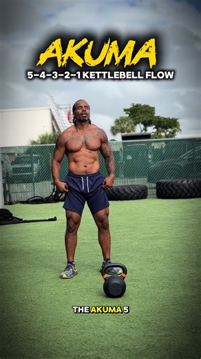 The AKUMA 5-4-3-2-1 Kettlebell Flow This one is fun af one you hit it and you get to work EVERYTHING Push, pull, core, legs EVERYTHING! Here’s the work: - 5 SA Gorilla Rows - 4 Reverse Lunges - 3 SA Squat Swings - 2 Thrusters - 1 Half Snatch Repeat on the other side Run that bad boy for 8 rounds (that’s 8 on each side) Save this one Hit it today 🔥 #kettlebell #fullbodyworkout #fyp