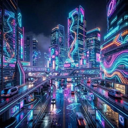 Neon Gangnam: Future City Beats ⚡ | 강남 네온 미래도시 #Shorts