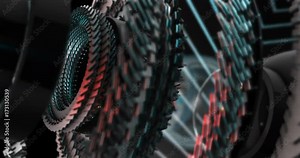 3D Motion Graphic elements, abstract hi-tech circle, robotic mechanical gear UI. 4K Loop