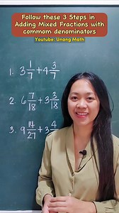 1K views · 98 reactions | Follow these 3 Steps im Adding Mixed Fractions with common denominators #fractions #additionoffractions #mathtutorial #math | Unang Math | Facebook
