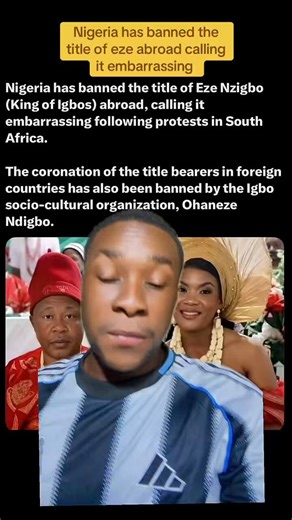 Finally the Nigeria government has move to ban the use of eze in other counties as they deem it embarrassing finally others will rest