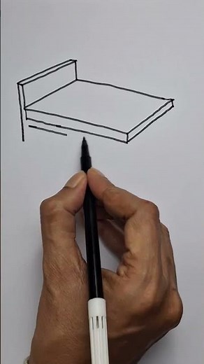 Draw bed easy perspective 3d #drawing #drawingtutorial #art
