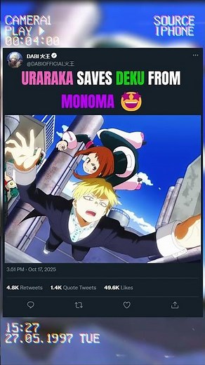 URARAKA SAVES DEKU FROM MONOMA 🤩 | #animeedit #myheroacademia