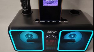 ALPOWL Karaoke Machine for Adults Kids with 2 UHF Wireless Microphones, Portable Bluetooth Speaker with Color Changing LED Lights for Outdoor/Indoor