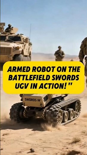 Armed robot on the battlefield swords UGV in action